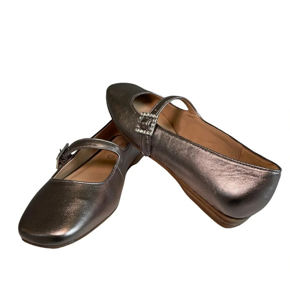 Anthropologie Silent D Mary Jane Ballet Flats Metallic Size 38 - Picture 6 of 10